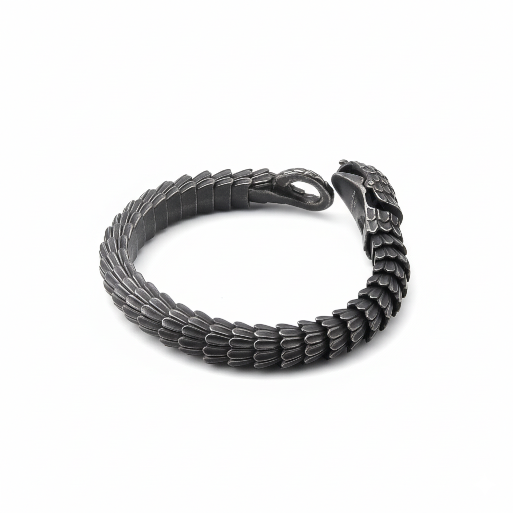 JORMUNGANDR - Pulseira Serpente do Mundo em Aço Inoxidável