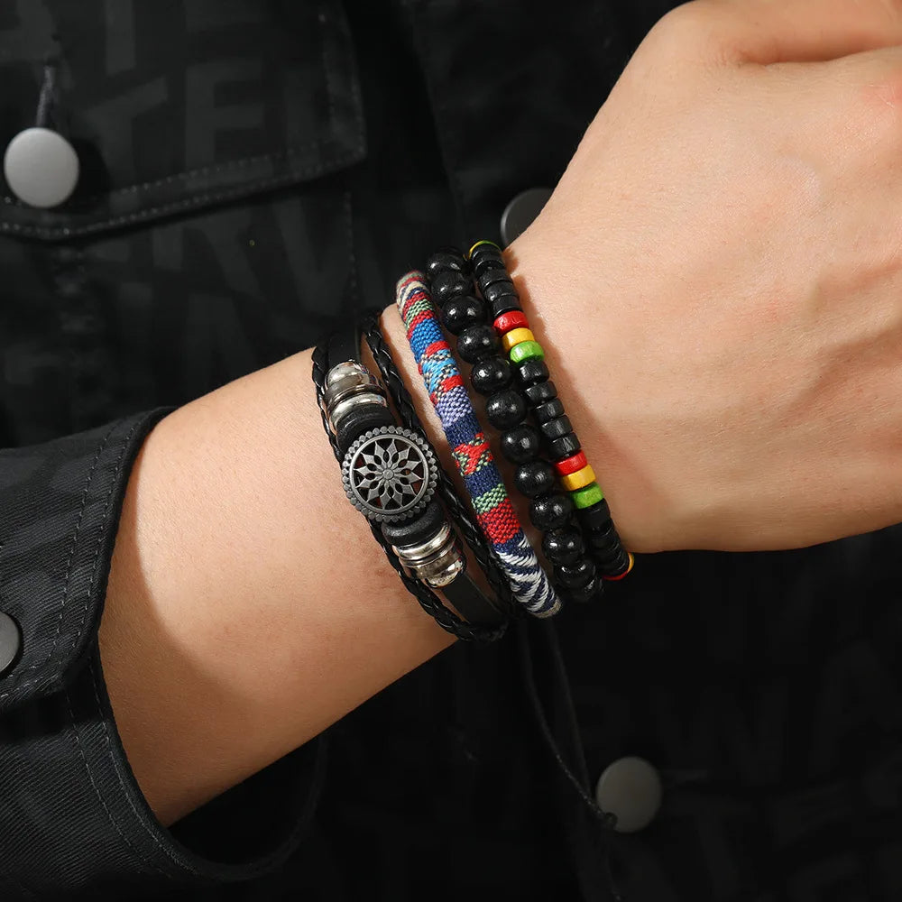 Pulseira de Couro Bússola Viking