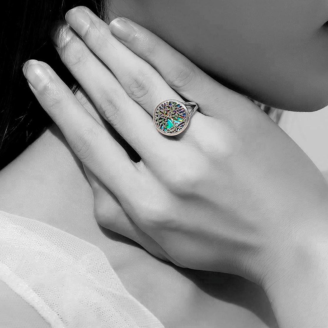 Anel Árvore da Vida em Prata 925 - Tamanho Ajustável Ring Tesouros Vikings