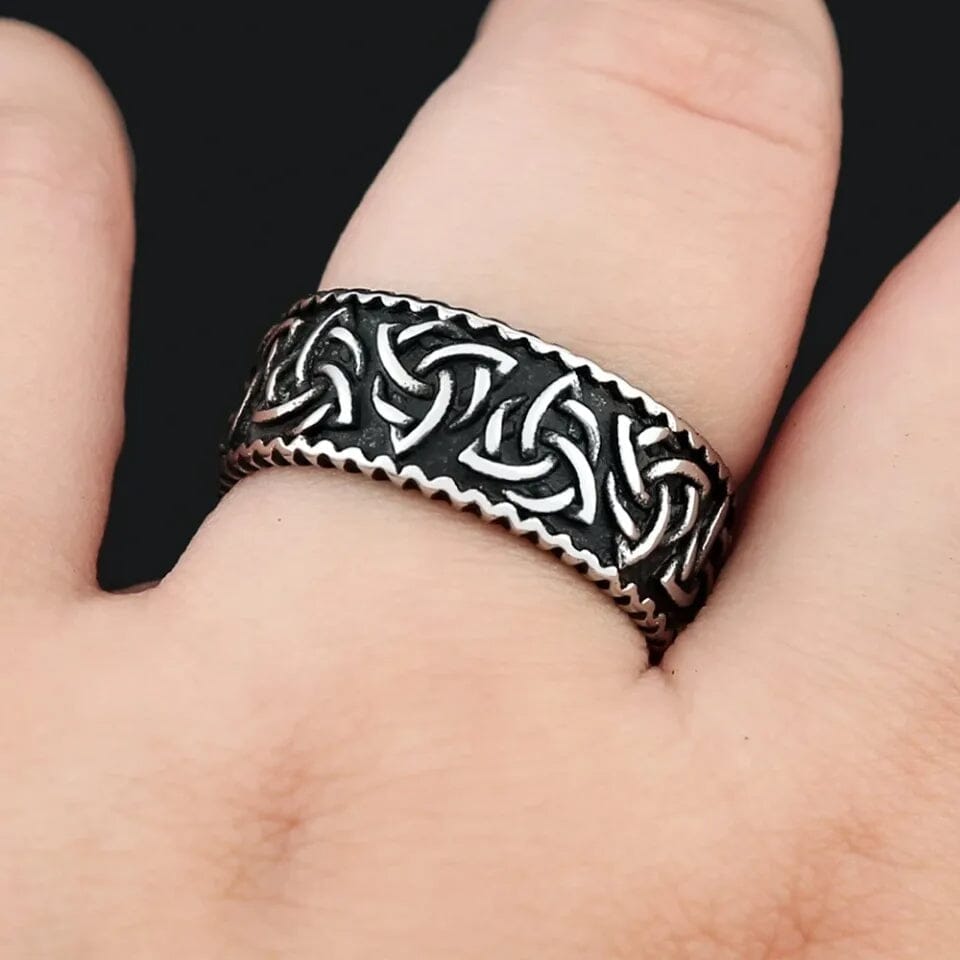 Anel Bjorn Triquetra Viking em Aço inoxidável Ring Tesouros Vikings
