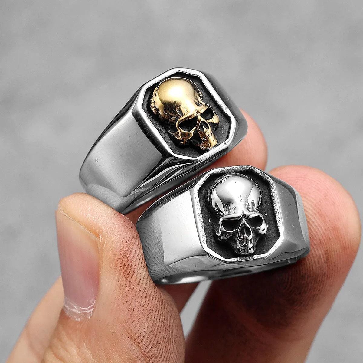 Anel de Caveira em Aço Inoxidável Anel Tesouros Vikings