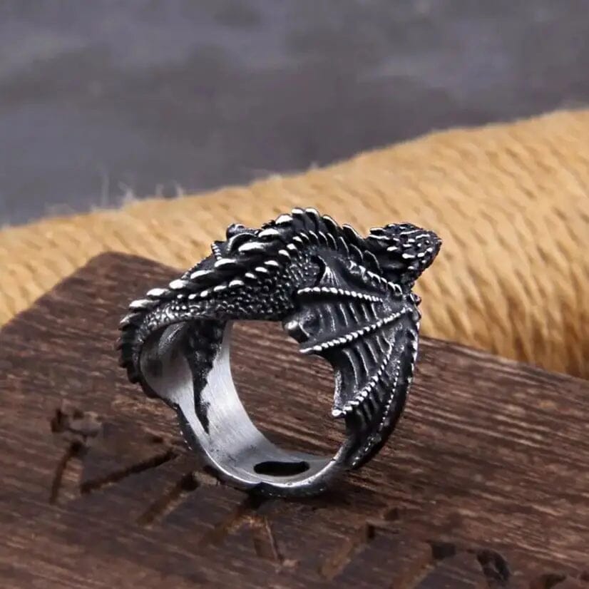 Anel de Dragão em Aço Inoxidável Ring Tesouros Vikings