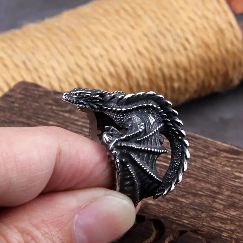 Anel de Dragão em Aço Inoxidável Ring Tesouros Vikings