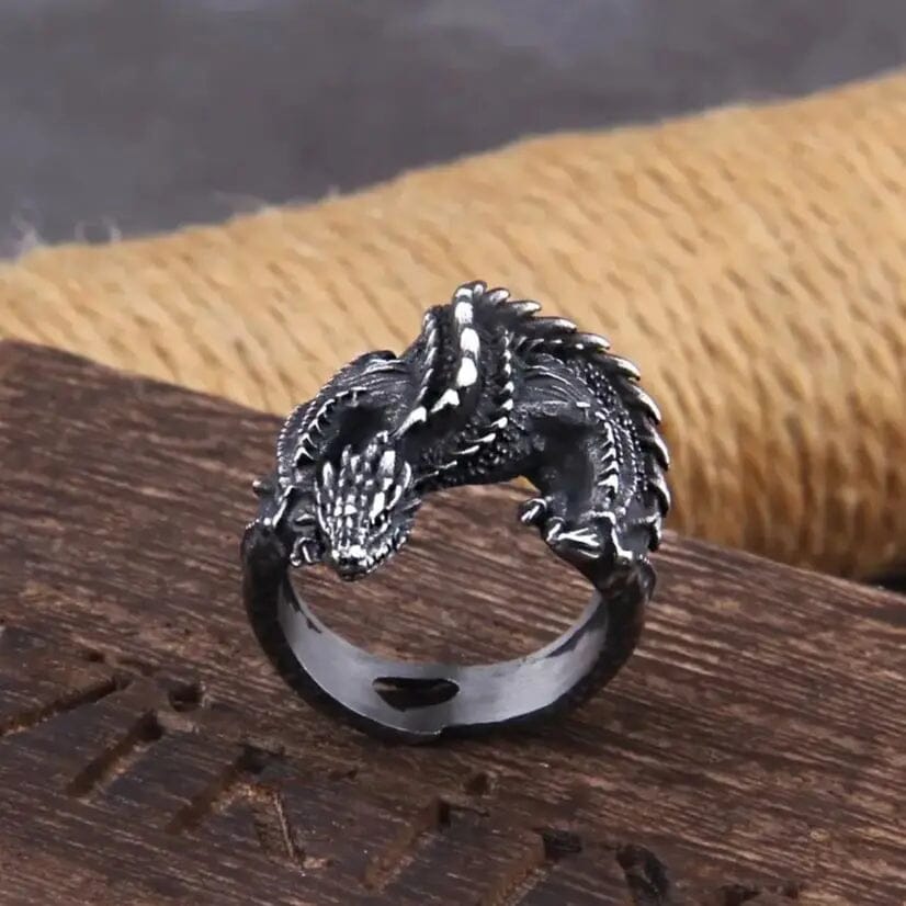 Anel de Dragão em Aço Inoxidável Ring Tesouros Vikings