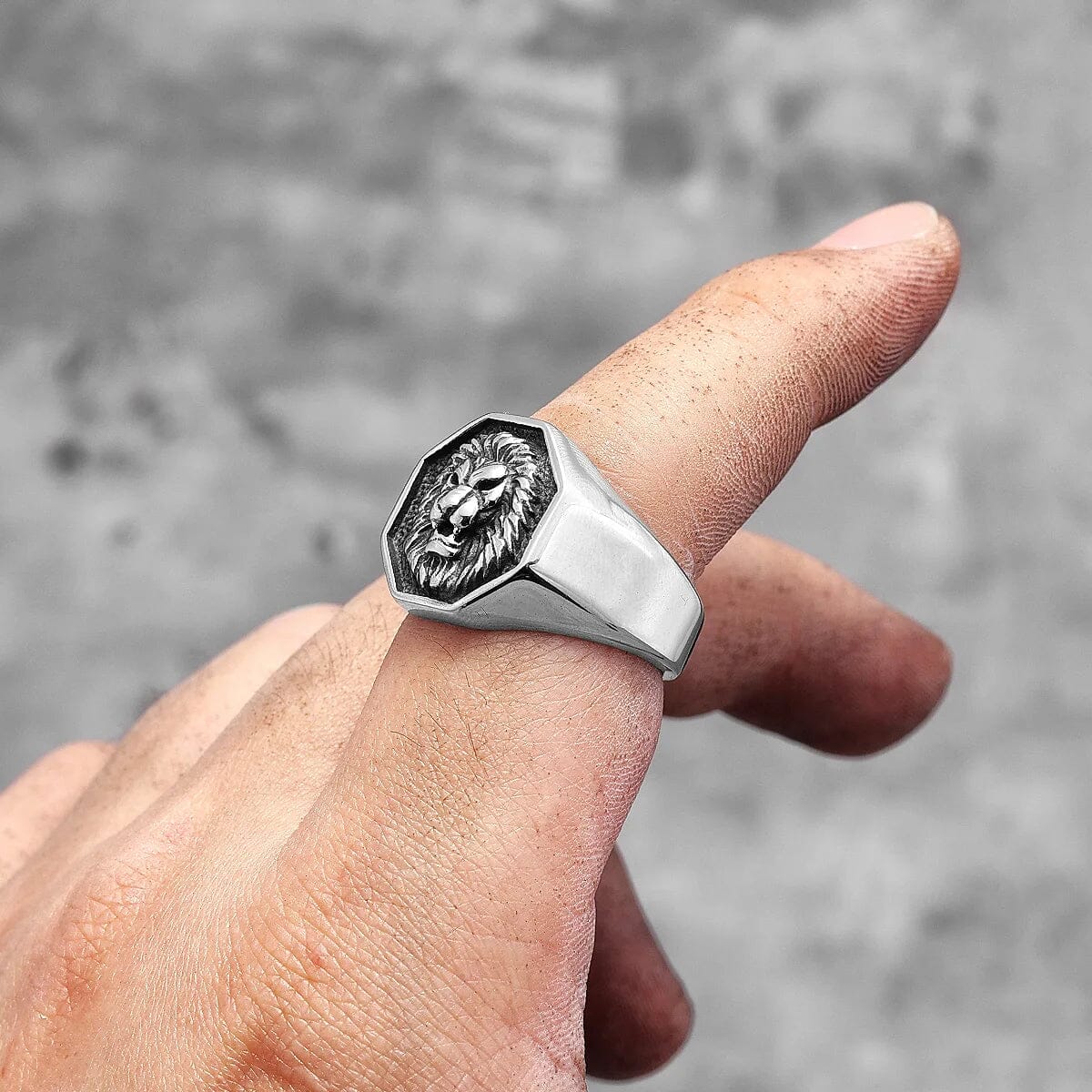 Anel de Leão em Aço Inoxidável ring Tesouros Vikings