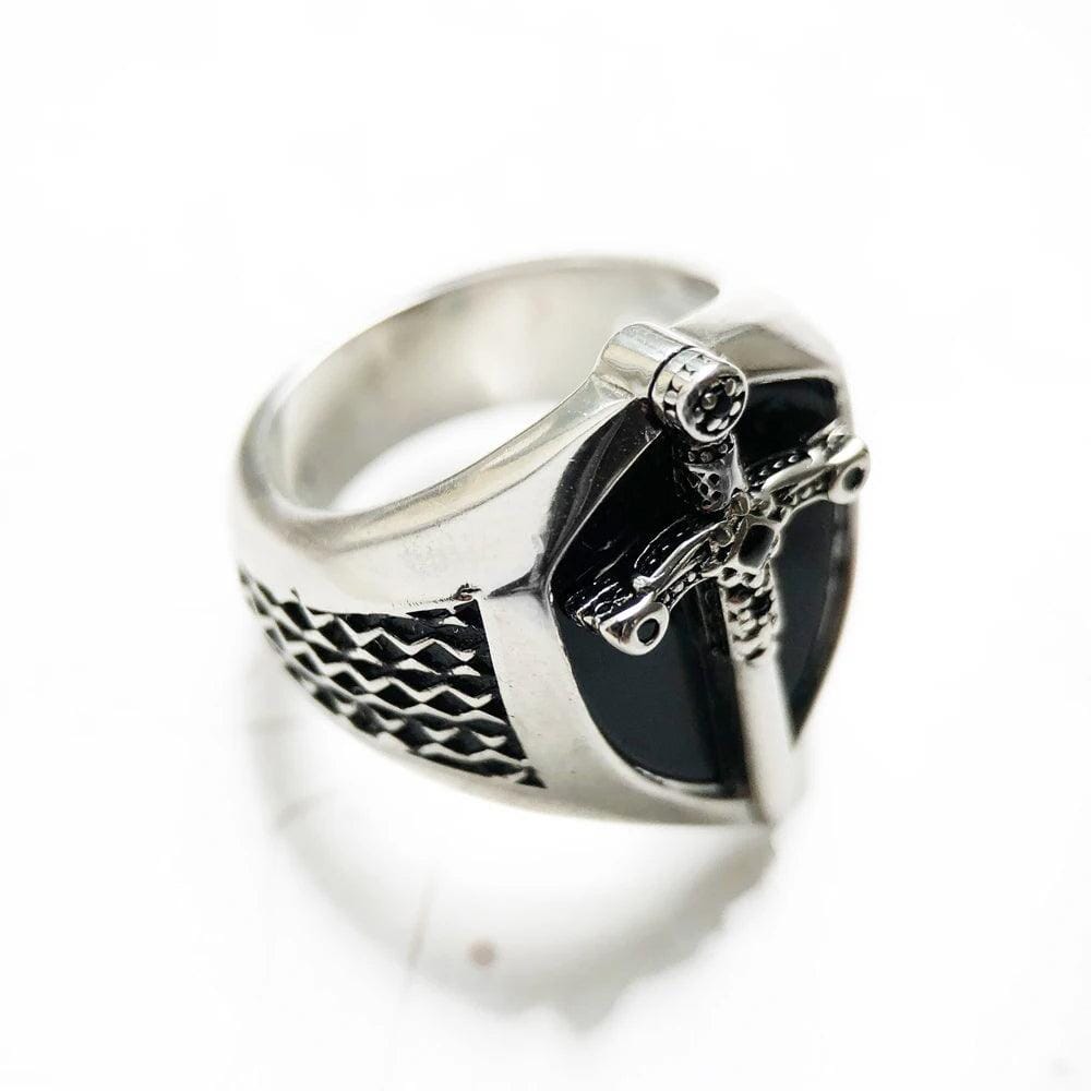 Anel Espada e Escudo em Prata 925 Anel Tesouros Vikings