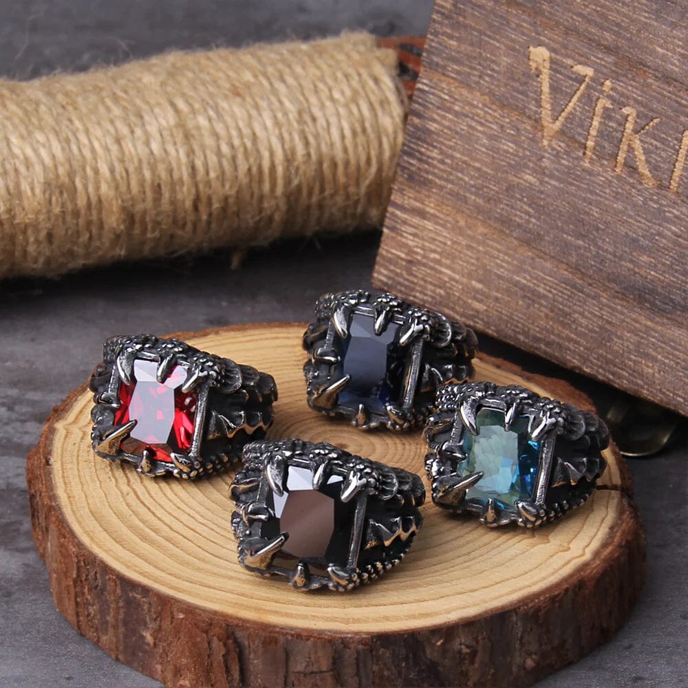 Anel Garra de Dragão em Aço Inoxidável + Porta-Joias De Madeira ring Tesouros Vikings