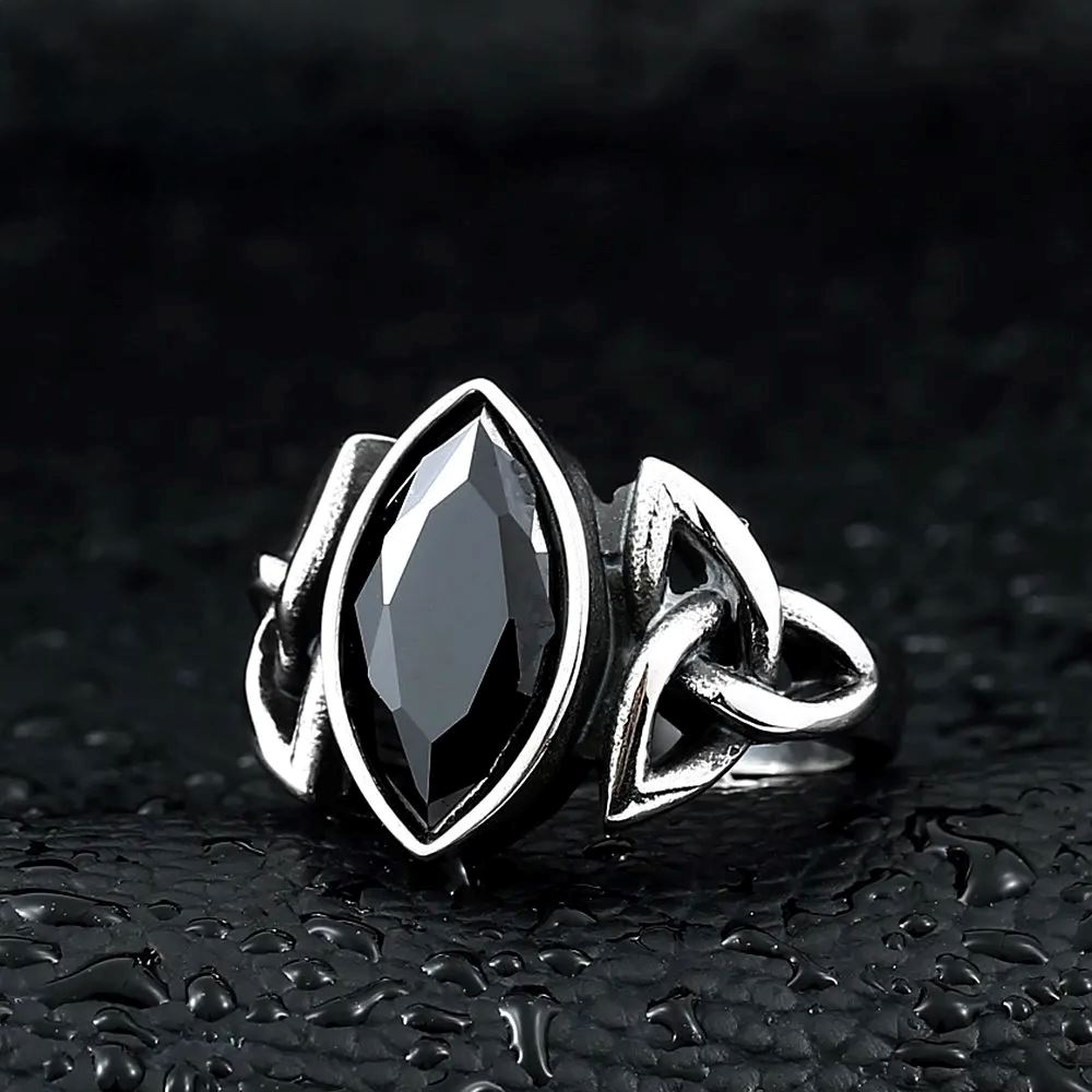 Anel Nó Celta com Pedra de Zircônia em Aço Inoxidável ring Tesouros Vikings