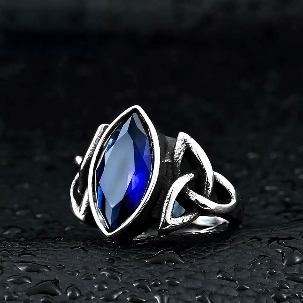 Anel Nó Celta com Pedra de Zircônia em Aço Inoxidável ring Tesouros Vikings
