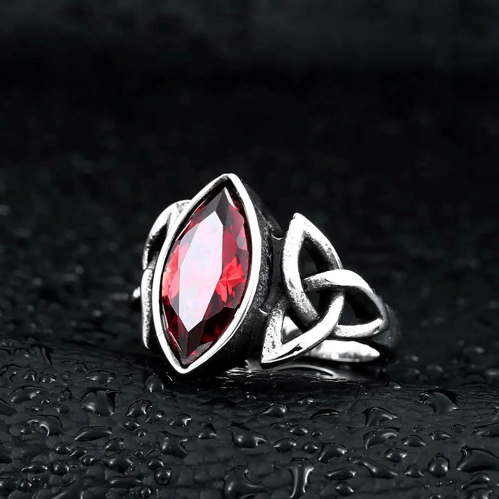 Anel Nó Celta com Pedra de Zircônia em Aço Inoxidável ring Tesouros Vikings