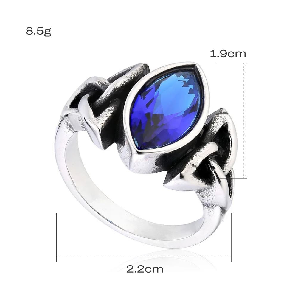 Anel Nó Celta com Pedra de Zircônia em Aço Inoxidável ring Tesouros Vikings