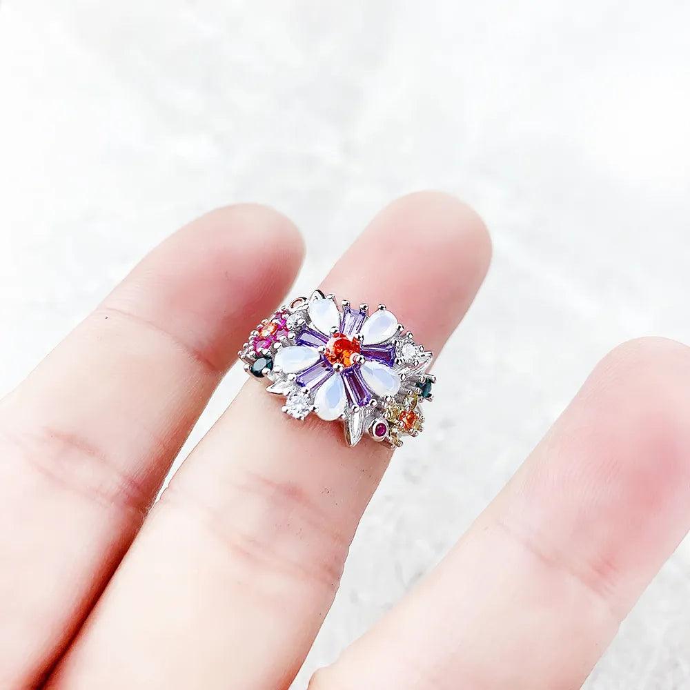 Anel OSTERA Flower em Prata 925 Anel Tesouros Vikings