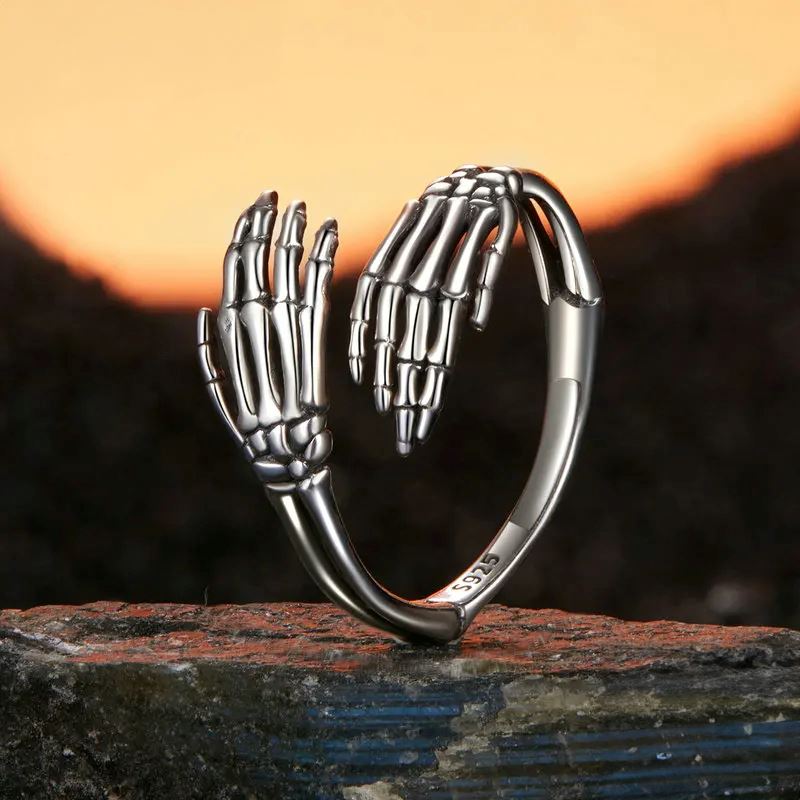 Anel Skeleton Hands em Prata 925 - Tamanho Ajustável Anel Silver Dragon em Prata 925 - Tamanho Ajustável Tesouros Vikings
