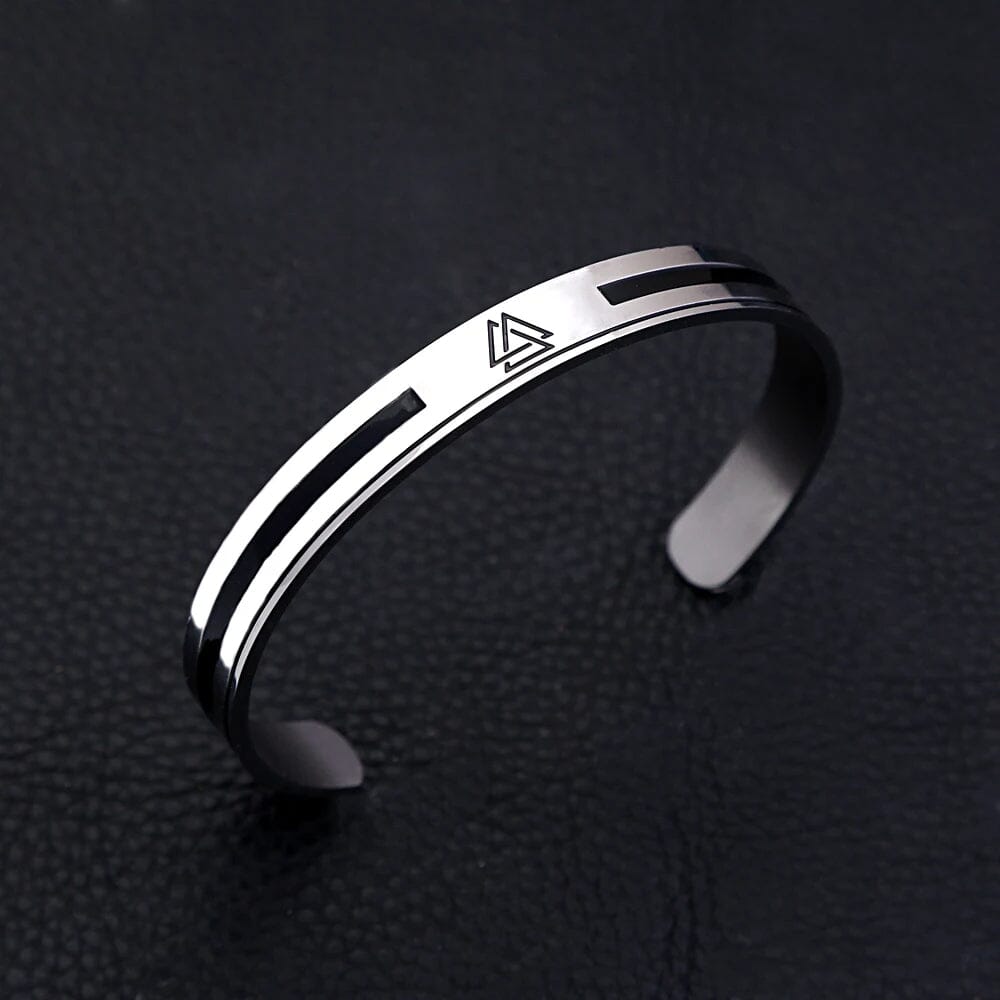 Bracelete Masculino Valknut em Aço Inoxidável Bracelet Tesouros Vikings