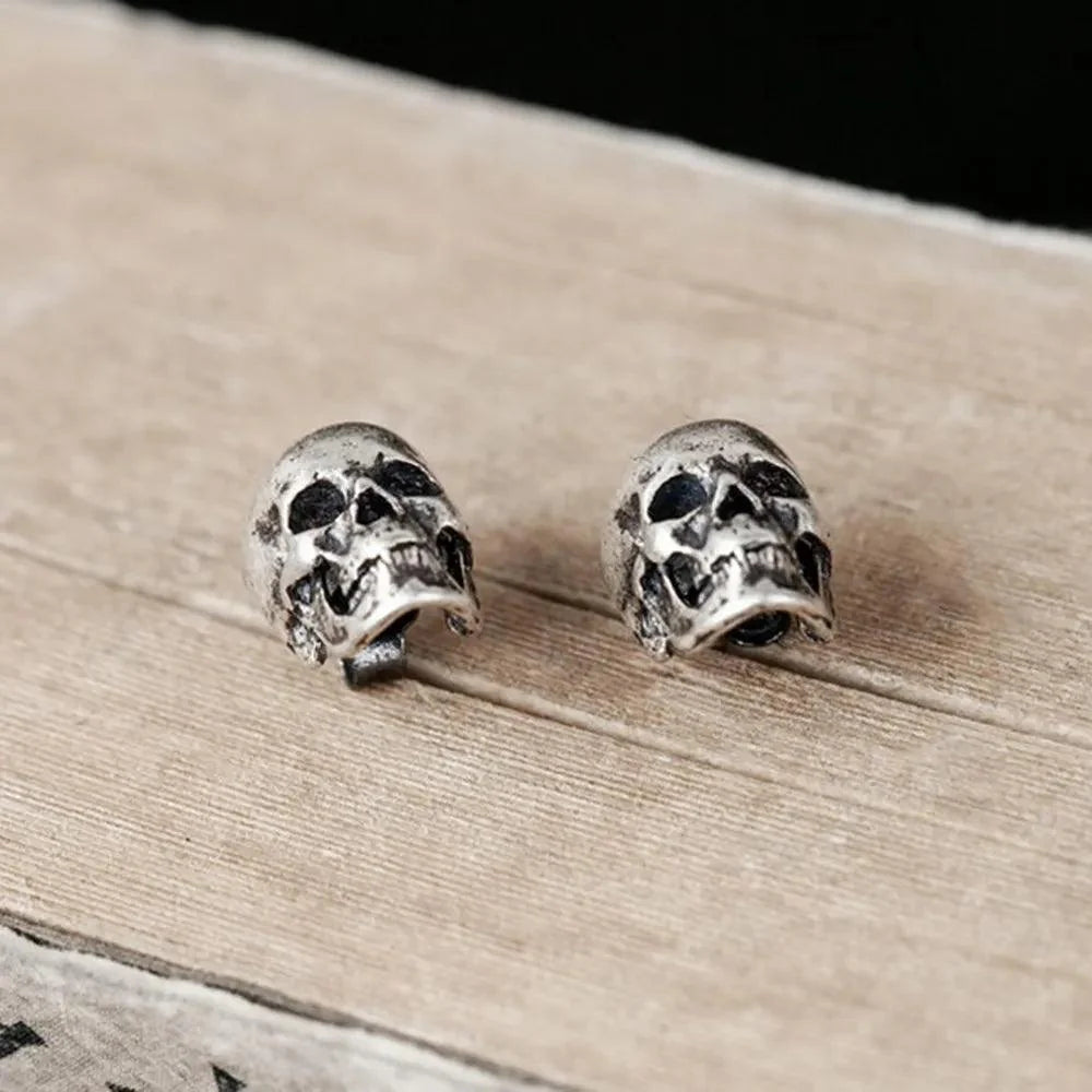 Brinco de Caveira Retrô em Prata 925 earrings Tesouros Vikings
