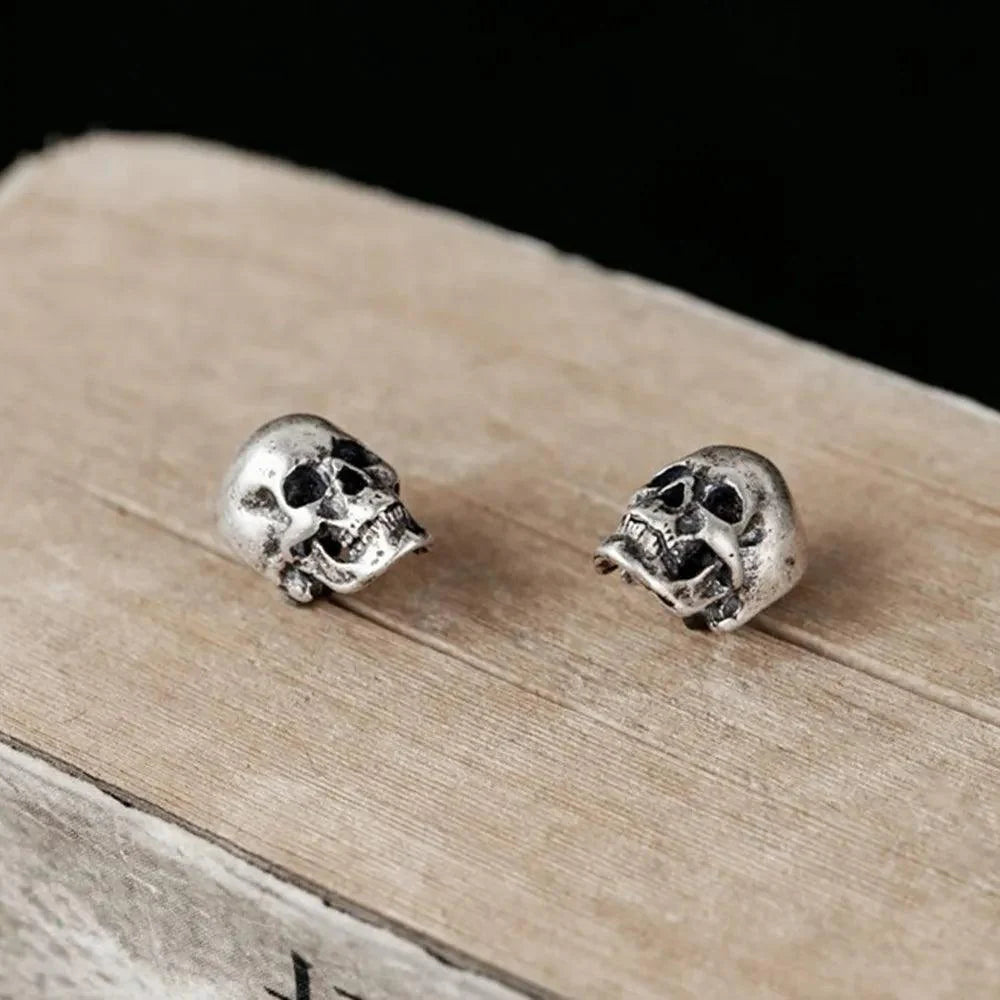 Brinco de Caveira Retrô em Prata 925 earrings Tesouros Vikings