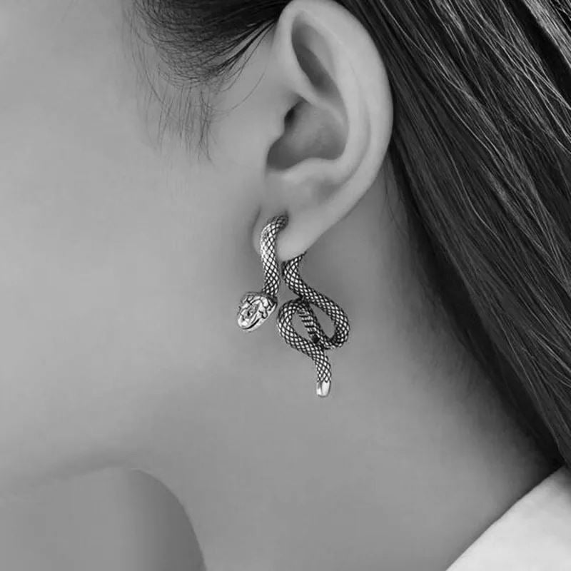 Brinco de Serpente Em Aço Inoxidável Earrings Tesouros Vikings