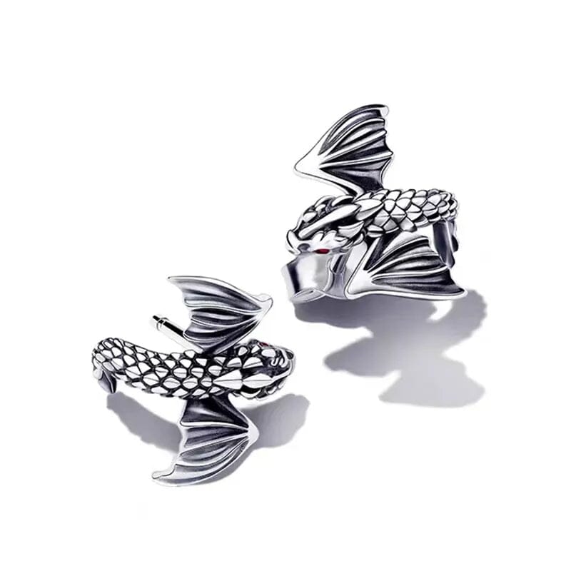 Brincos Mini Dragão em Prata 925 Earrings Tesouros Vikings