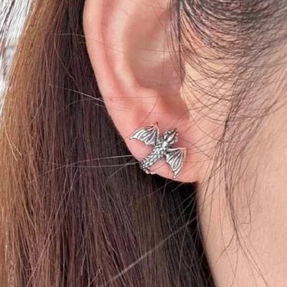 Brincos Mini Dragão em Prata 925 Earrings Tesouros Vikings