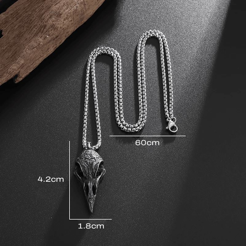 Colar Black Raven em Aço Inoxidável Necklace Tesouros Vikings