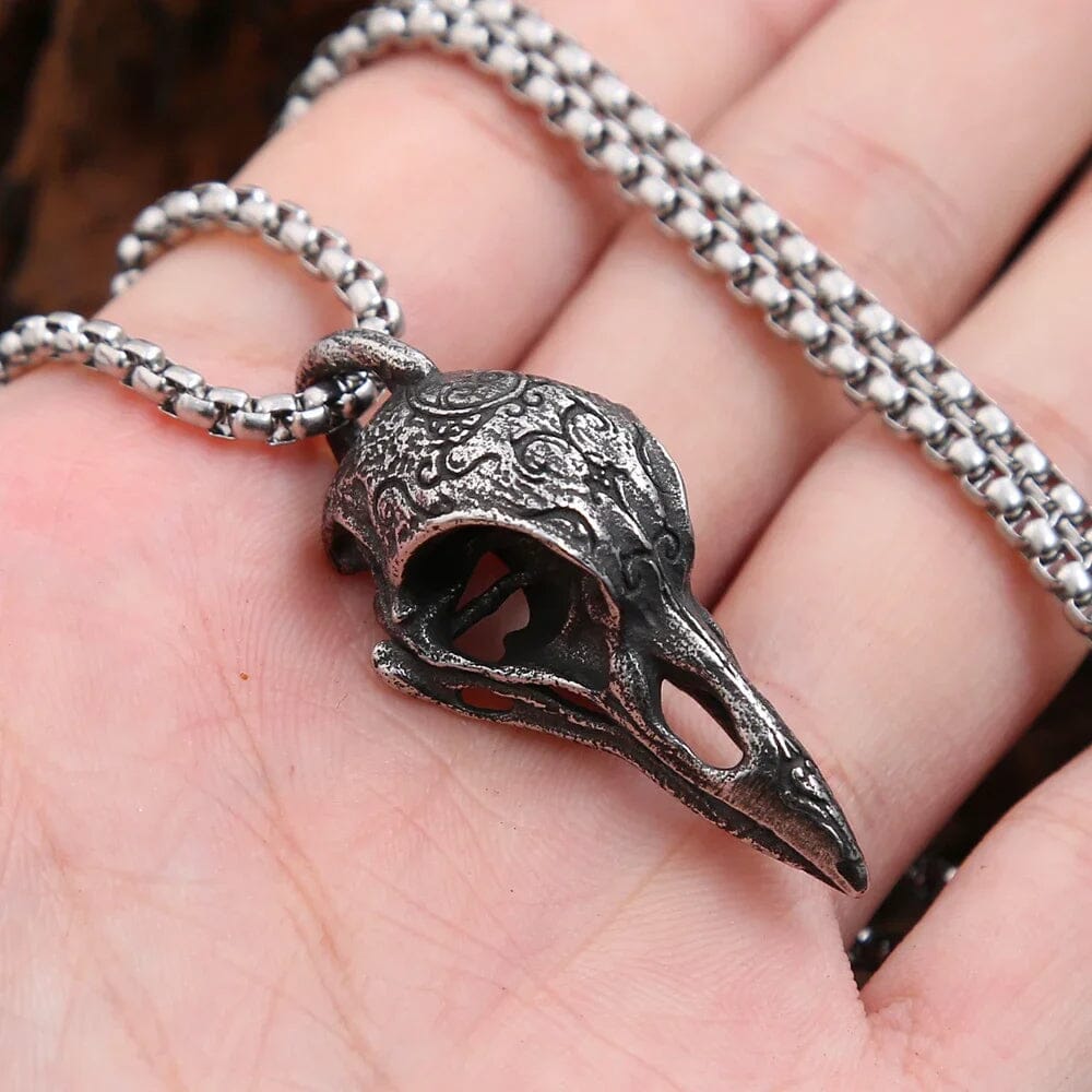 Colar Black Raven em Aço Inoxidável Necklace Tesouros Vikings