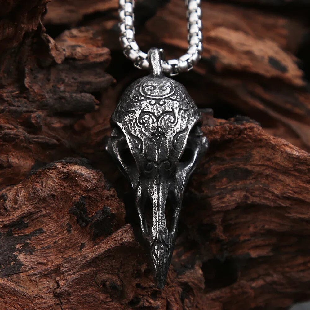 Colar Black Raven em Aço Inoxidável Necklace Tesouros Vikings