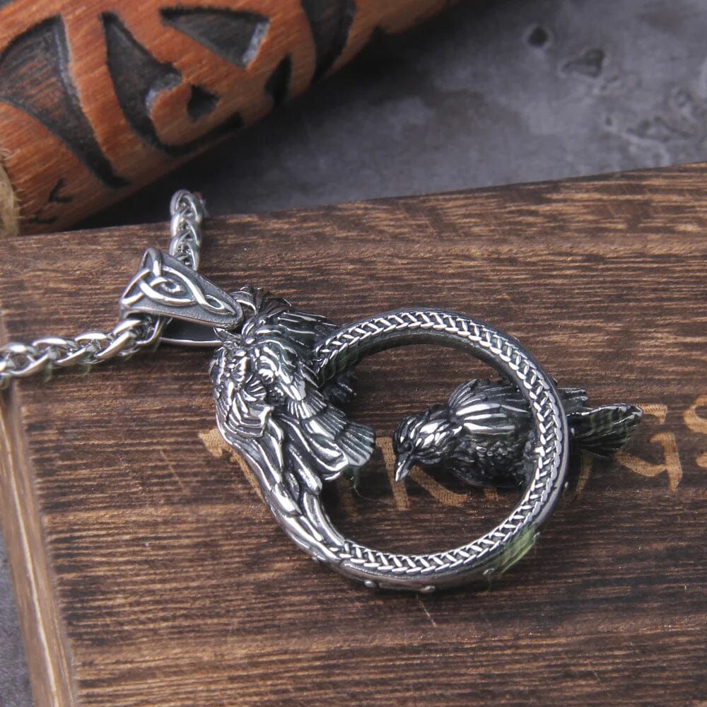 Colar de Corvos em Aço Inoxidável Necklace Tesouros Vikings