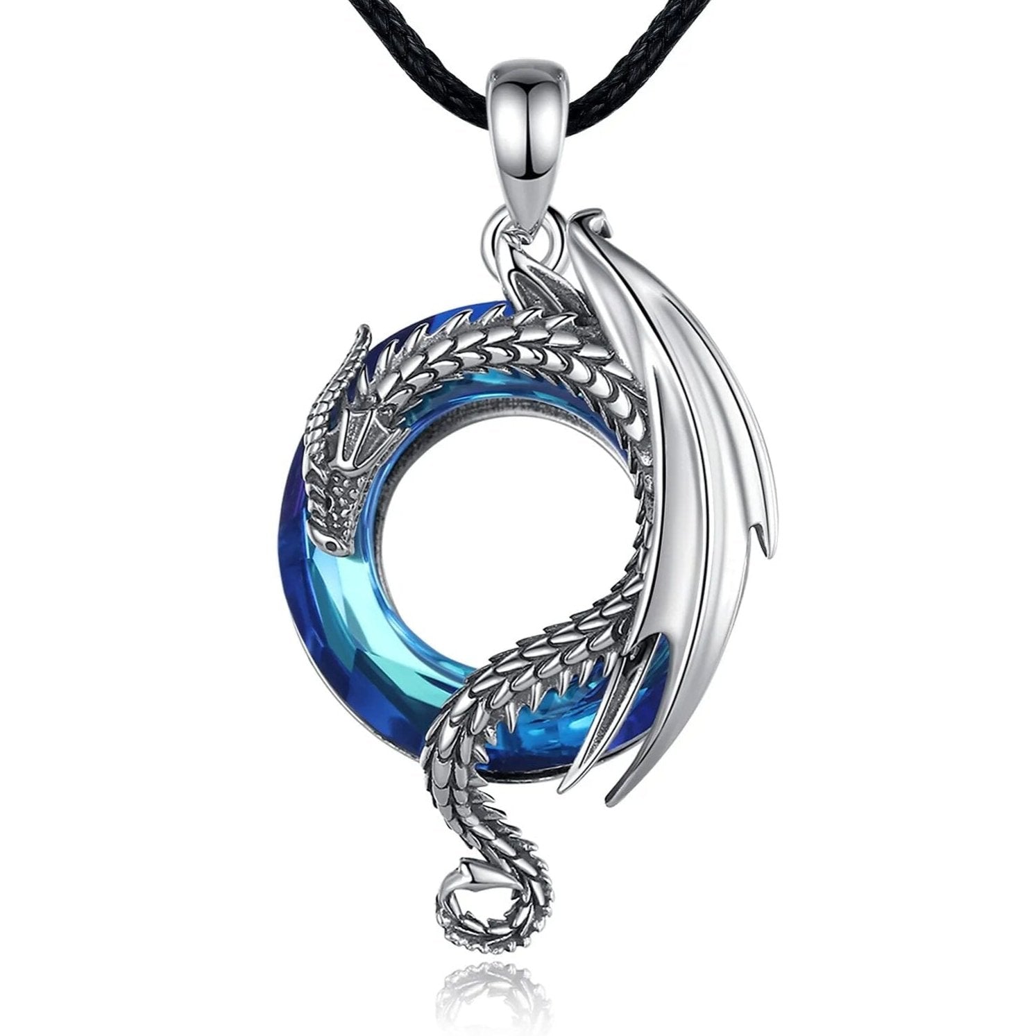 Colar Dragão de Cristal em Prata 925 Necklace Tesouros Vikings