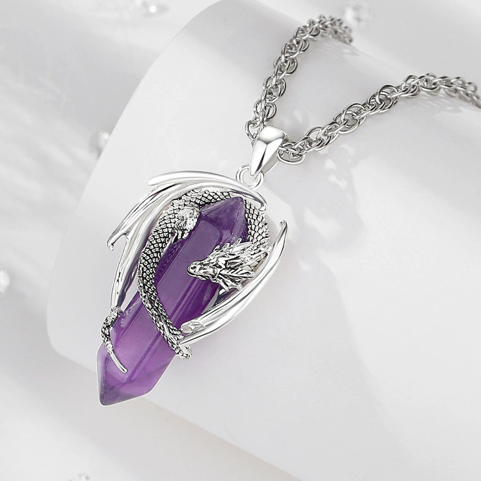 Colar Dragão Prismático Banhado em Prata 925 Necklace Tesouros Vikings