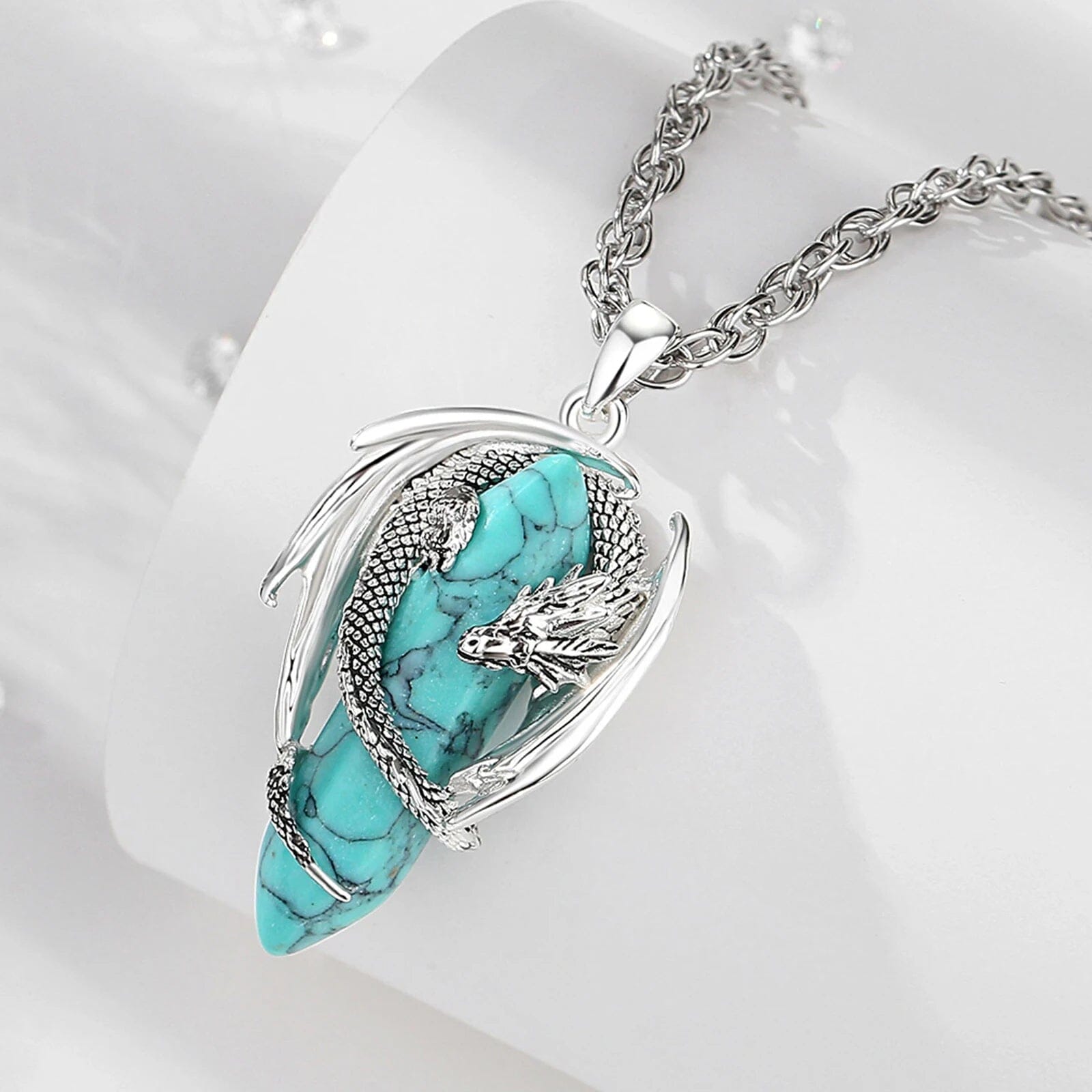Colar Dragão Prismático Banhado em Prata 925 Necklace Tesouros Vikings