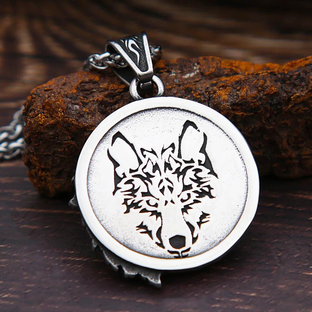 Colar Lobo de Odin em Aço Inoxidável Necklace Tesouros Vikings