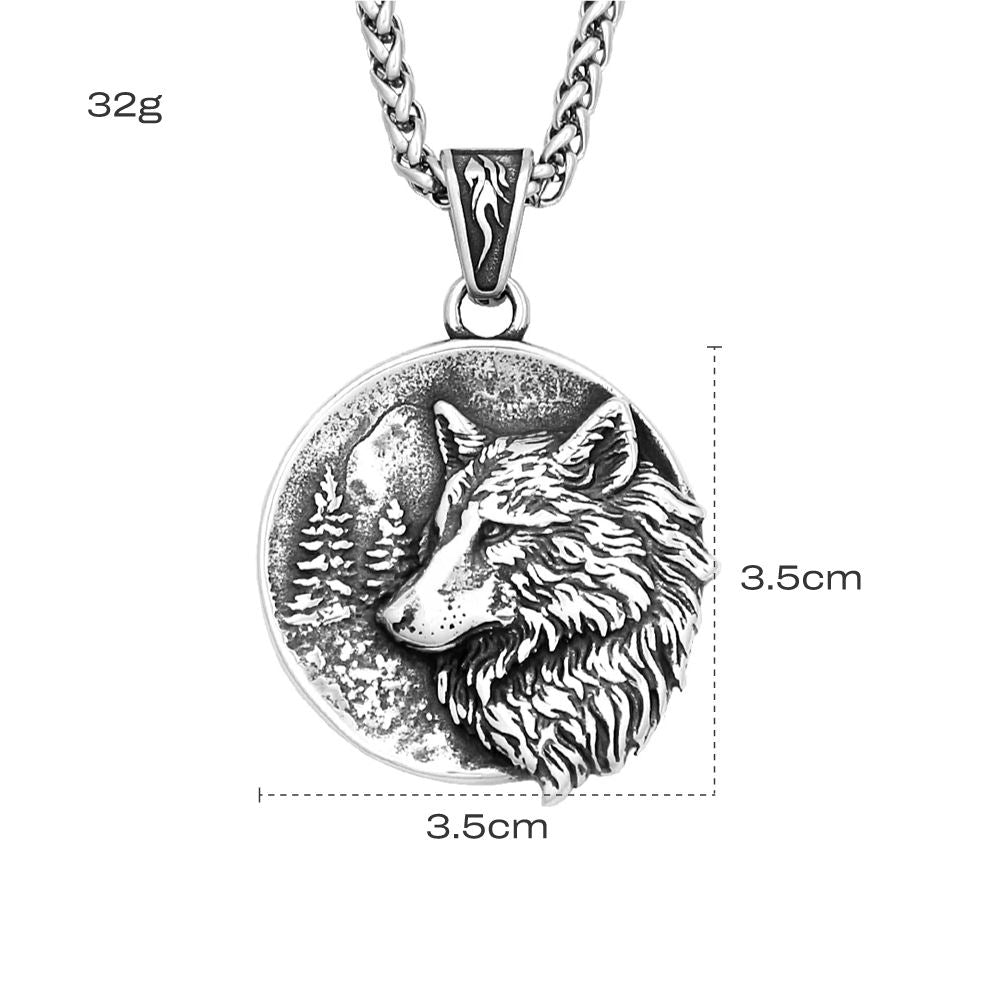 Colar Lobo de Odin em Aço Inoxidável Necklace Tesouros Vikings
