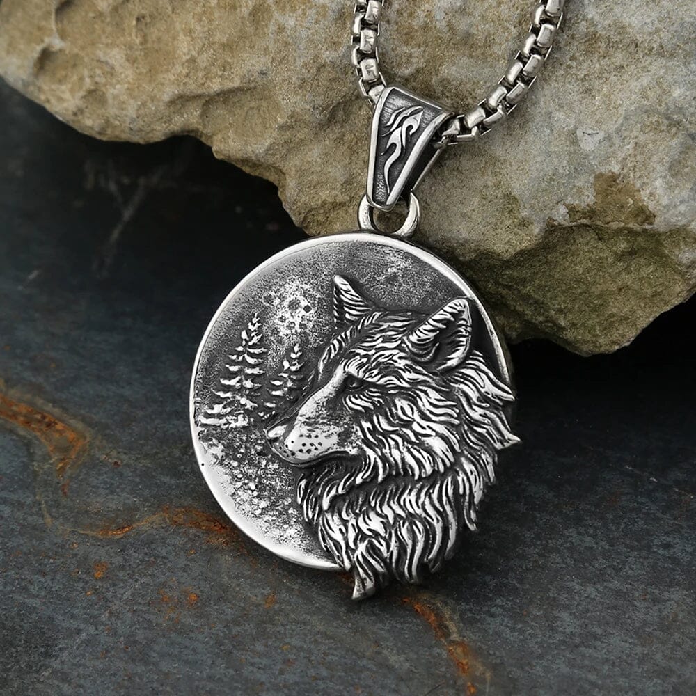 Colar Lobo de Odin em Aço Inoxidável Necklace Tesouros Vikings