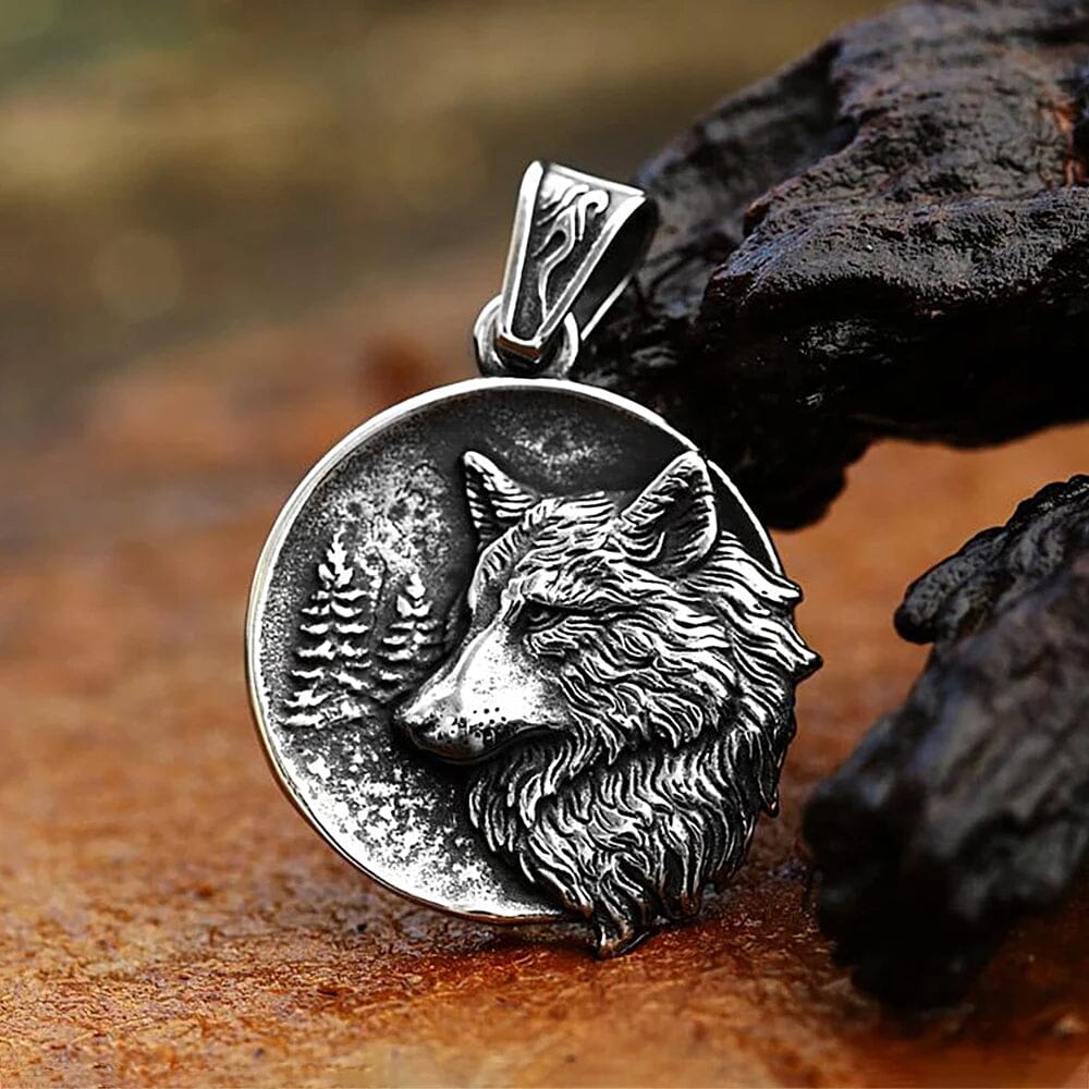Colar Lobo de Odin em Aço Inoxidável Necklace Tesouros Vikings