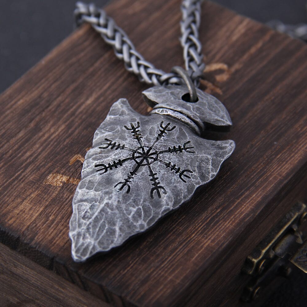 Colar Runa Vegvisir em Aço Inoxidável Necklace Tesouros Vikings