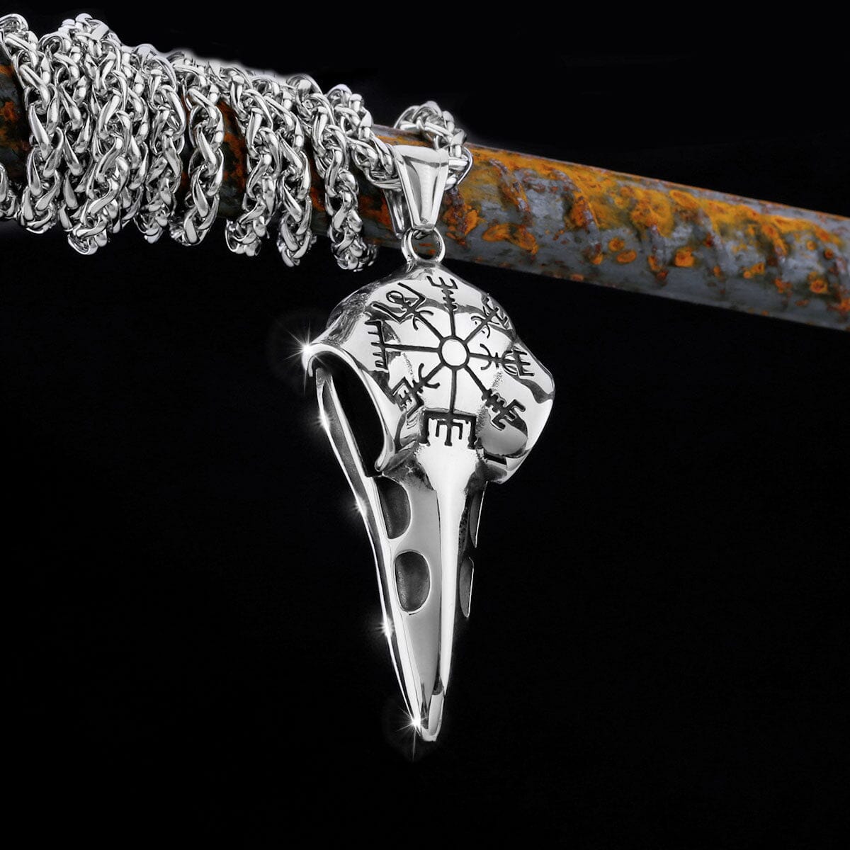 Corvo de Odin - Colar em Aço Inoxidável Necklace Tesouros Vikings