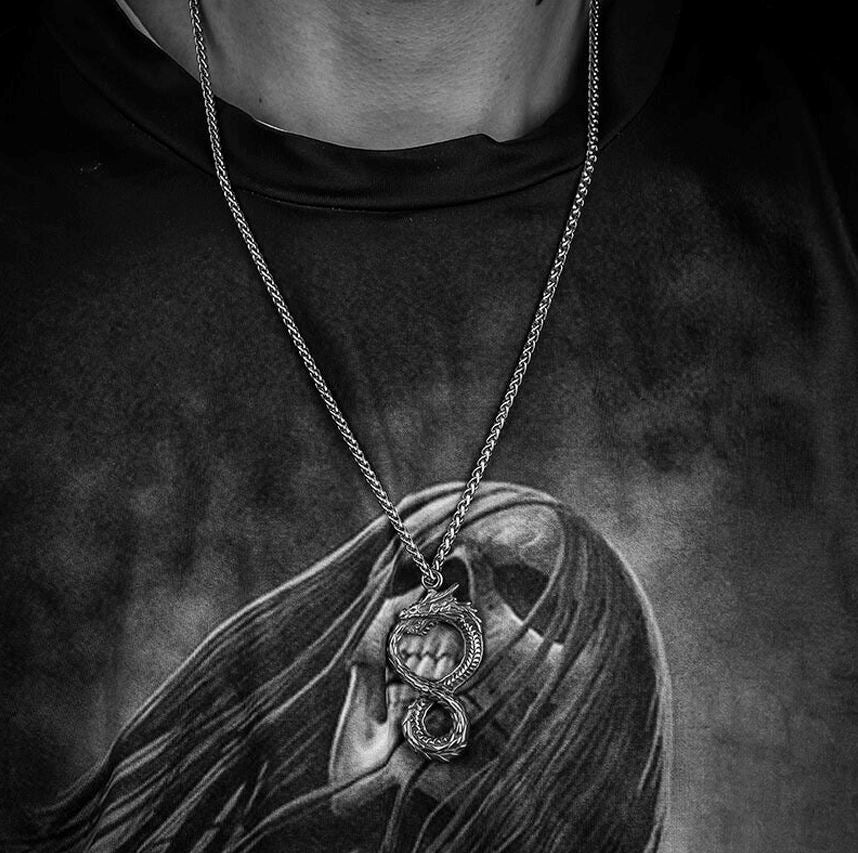 FÁFNIR - Colar de Dragão em Aço Inoxidável Necklace Tesouros Vikings