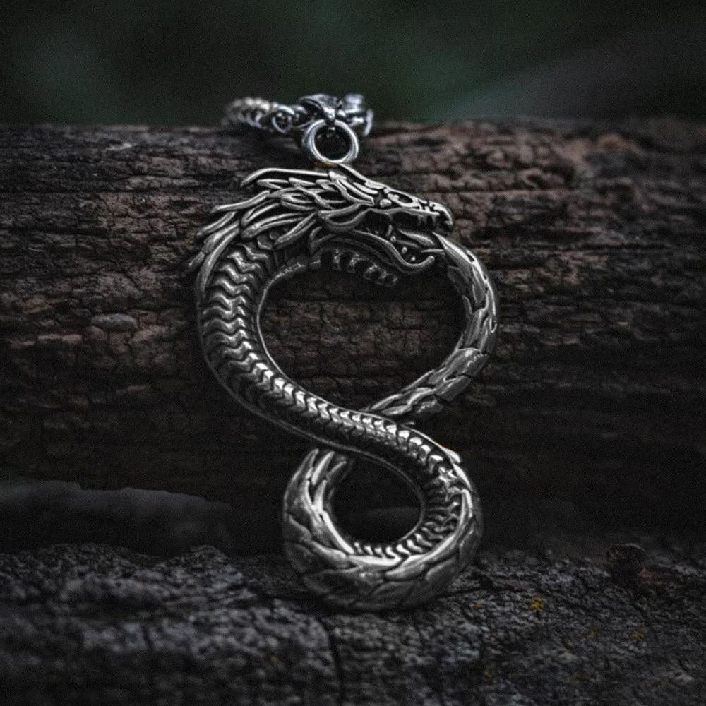FÁFNIR - Colar de Dragão em Aço Inoxidável Necklace Tesouros Vikings