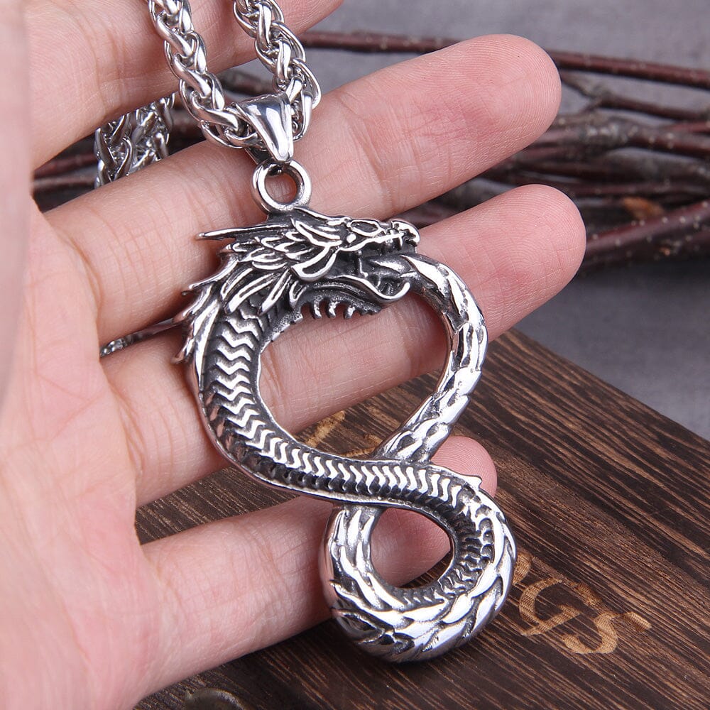 FÁFNIR - Colar de Dragão em Aço Inoxidável Necklace Tesouros Vikings