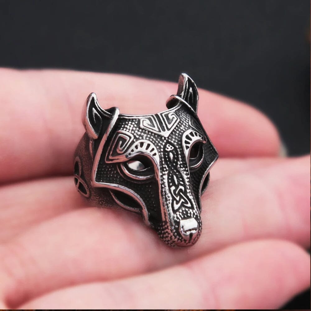 FENRIR - Anel de Lobo em Aço Inoxidável Anel Tesouros Vikings