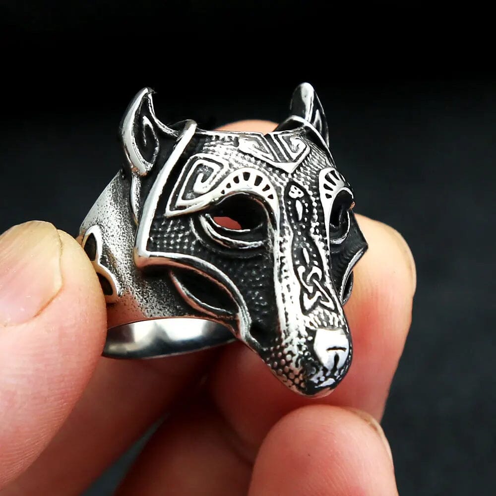 FENRIR - Anel de Lobo em Aço Inoxidável Anel Tesouros Vikings
