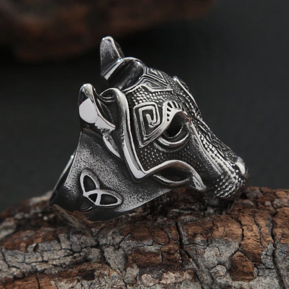 FENRIR - Anel de Lobo em Aço Inoxidável Anel Tesouros Vikings