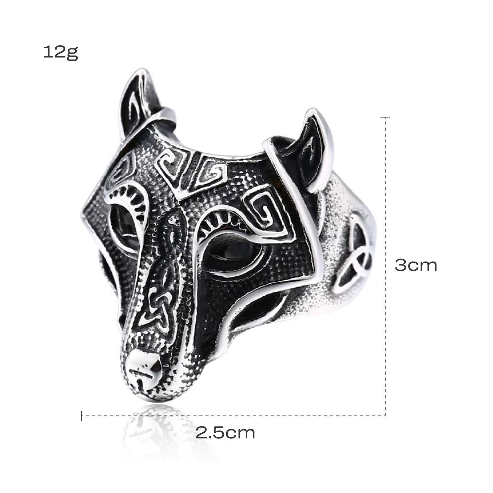 FENRIR - Anel de Lobo em Aço Inoxidável Anel Tesouros Vikings