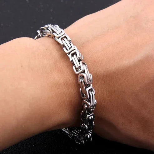FREY - Pulseira de Corrente Masculina em Aço Inoxidável Bracelet Tesouros Vikings