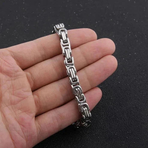 FREY - Pulseira de Corrente Masculina em Aço Inoxidável Bracelet Tesouros Vikings
