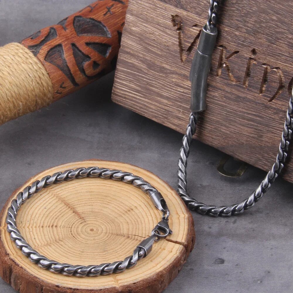 Kit BALDUR - Colar e Pulseira + Porta-Joias Necklace Tesouros Vikings