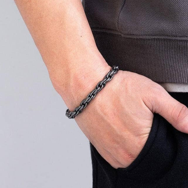 LOKI - Pulseira Masculina de Aço Bracelet Tesouros Vikings