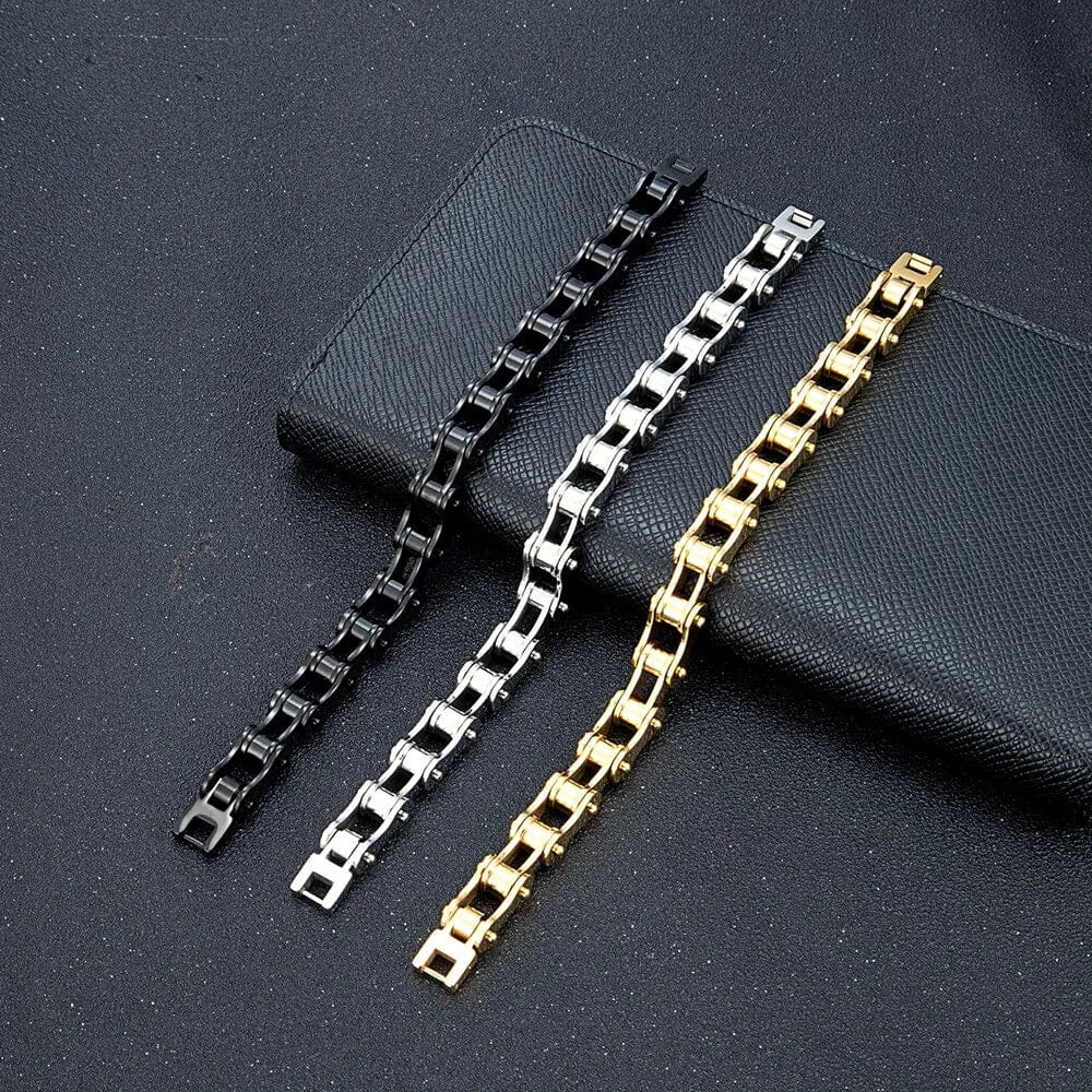Pulseira Corrente de Moto Masculina em Aço Inoxidável Bracelet Tesouros Vikings