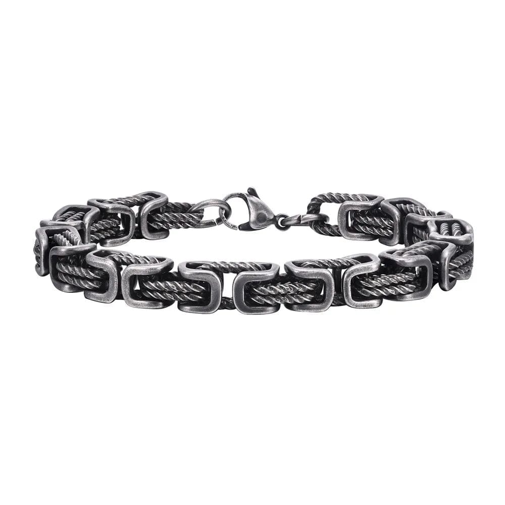 Pulseira de Corrente Trançada Masculina em Aço Inoxidável Bracelet Tesouros Vikings