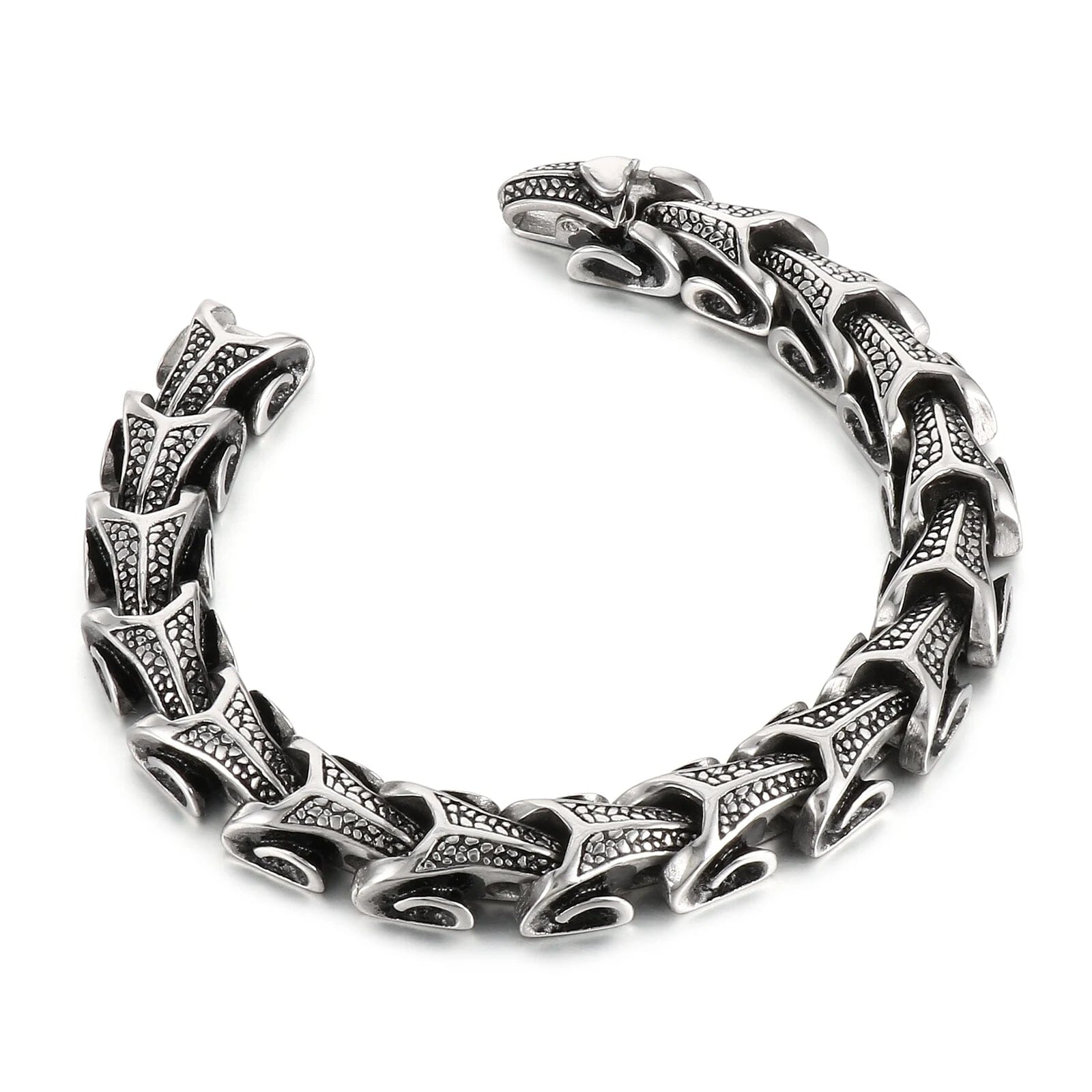 Pulseira Masculina Ouroboros em Aço Inoxidável Bracelet Tesouros Vikings